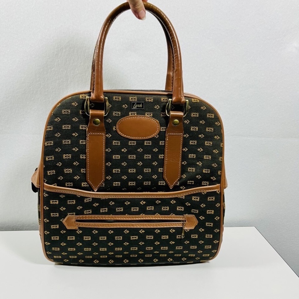 Vintage Lark Tapestry Travel Carry-on Luggage Bag With Key Leather Trim